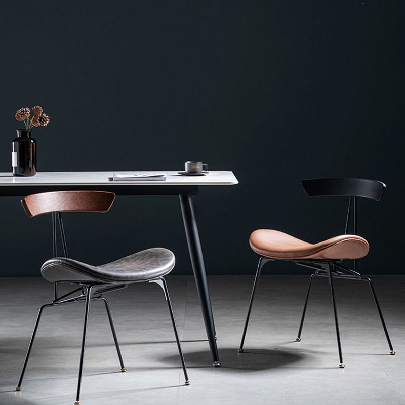 Industrial Style Leather Dining Armless Chairs Open Back Dining Side Chair Clearhalo ' kitchen&dining_furn' 'Dining Chairs' 'Dining Tables & Seating' 'dining_chair' 'furn' 'furn_dining_chair' 'Furniture' 'furniture_dining_chair' 'Kitchen & Dining Furniture' 'kitchen' 1200x1200_d855c6f7-d3b6-4fab-9fbb-f95a29a32241