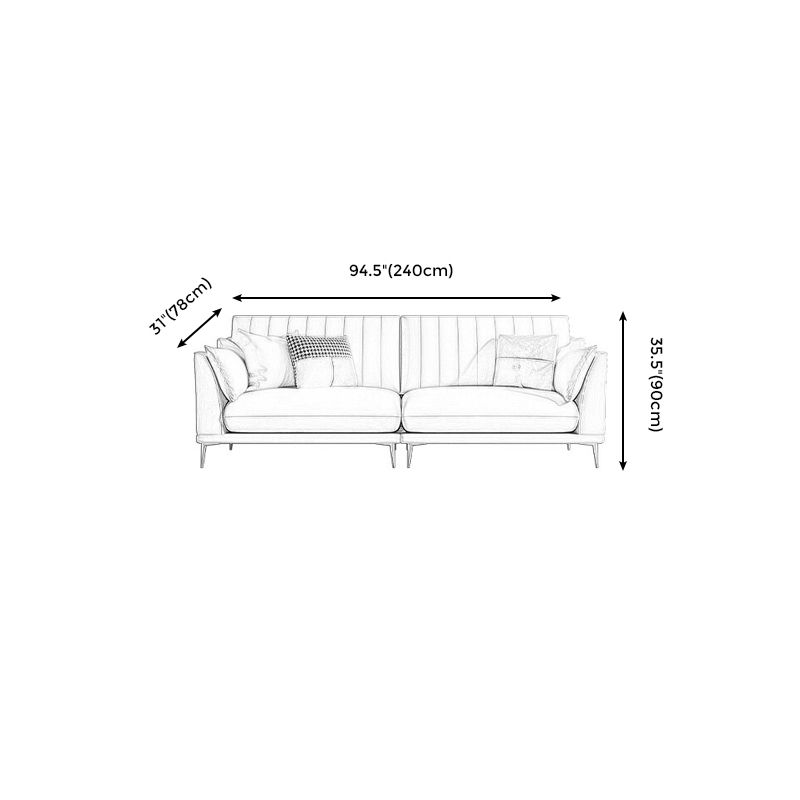 Scandinavian Upholstered Faux Leather Sofa Beige Sewn Pillow Back Couch Clearhalo 'furn' 'furn_sofas' 'Furniture' 'furniture_sofas' 'Living Room Furniture' 'Sofa' 'sofas' 1200x1200_d85726be-4476-4185-a1c0-0a4689e4347c