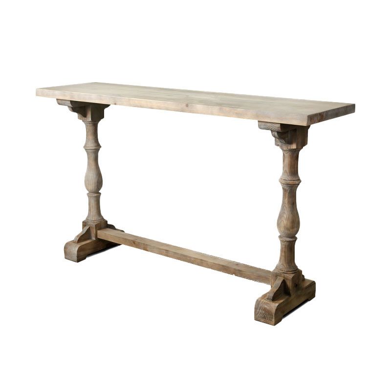 Industrial Distressed Wood Bar Table Gray Rectangle Top 41.3"H Bistro Table with Trestle Clearhalo 'Bar Furniture' 'Bar Tables' 'bar_tables' 'furn' 'furn_bar_tables' 'Furniture' 'furniture_bar_tables' 'Kitchen & Dining Furniture' 'kitchen&dining_furn' 'kitchen' 1200x1200_d8580bd1-16da-4297-9b7a-b99ffcb83719
