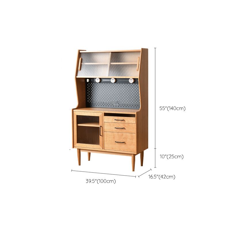 Rectangle Glass Paned Accent Cabinet Industrial Natural Finish Storage Cabinet Clearhalo 'Cabinets & Chests' 'cabinets_chests' 'furn' 'furn_cabinets_chests' 'Furniture' 'Living Room Furniture' 1200x1200_d8597dc6-48cd-474f-b0bf-9fbe2ca59038