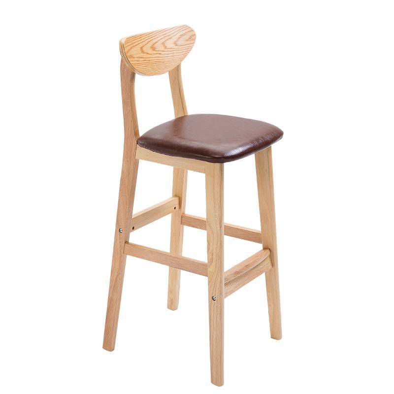 Industrieller Barhocker, quadratischer Sitz, Barhocker mit Holzbeinen