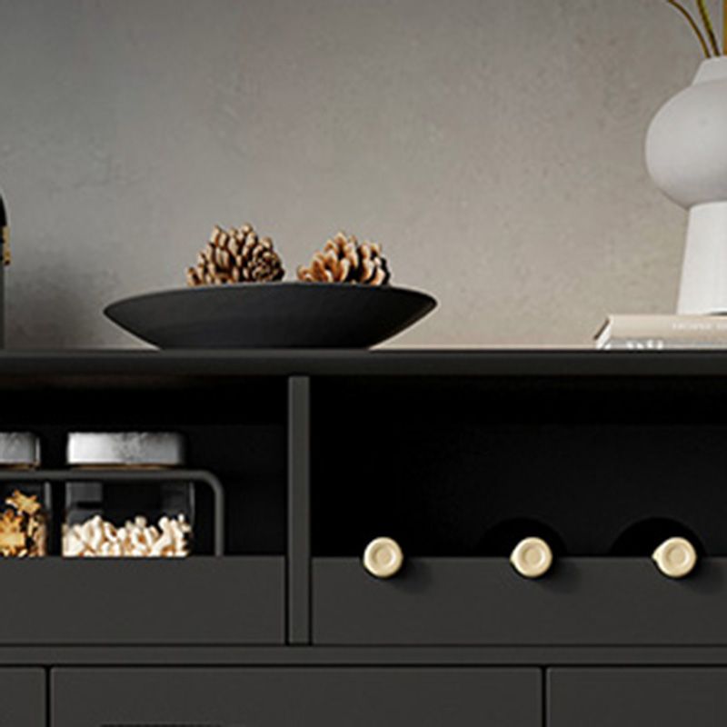 Schwarzes Sideboard aus Holz mit Tür, modernes, minimalistisches Wohnzimmer-Buffet-Sideboard