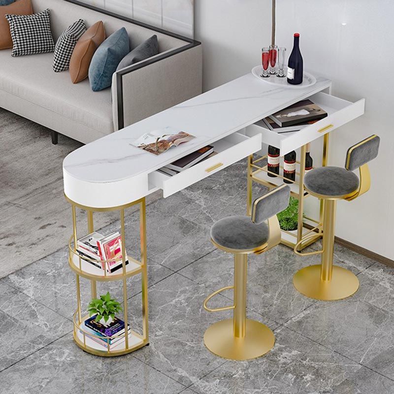 Living Room Double Pedestal Pub Table Contemporary Stone Bistro Bar Table Clearhalo 'Bar Furniture' 'Bar Tables' 'bar_tables' 'furn' 'furn_bar_tables' 'Furniture' 'Kitchen & Dining Furniture' 1200x1200_d85ce174-4a1d-4de1-826d-fadc5efc5c75