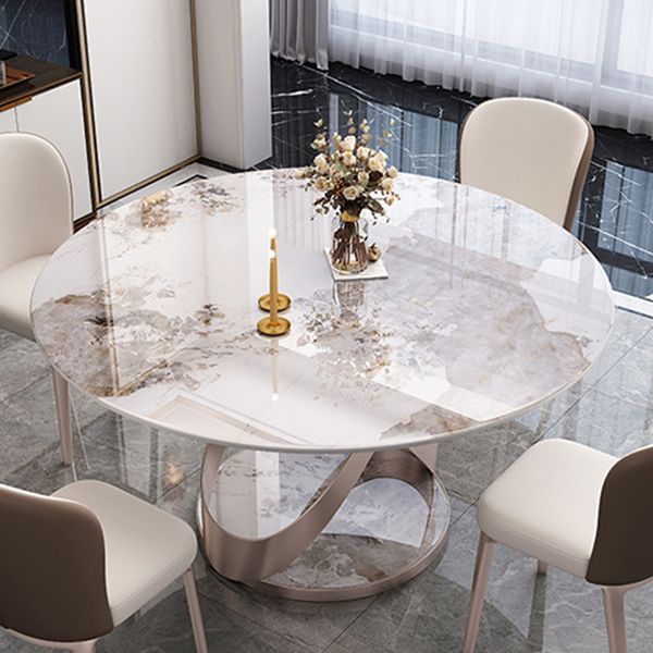 Contemporary Round Pedestal Dining Table Stone Matte Finish Table Clearhalo 'Dining Tables & Seating' 'Dining Tables' 'dining_table' 'furn' 'furn_dining_table' 'Furniture' 'Kitchen & Dining Furniture' 1200x1200_d85d7923-b4ea-44ce-be2b-e8e58dc18970