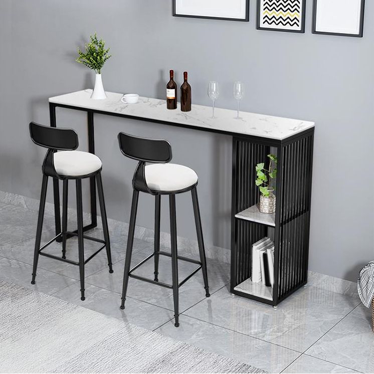 Glam Faux Marble Bistro Bar Table Rectangle Metal Base Bar Table with Storage Clearhalo 'Bar Furniture' 'Bar Tables' 'bar_tables' 'furn' 'furn_bar_tables' 'Furniture' 'Kitchen & Dining Furniture' 1200x1200_d85e8bc7-62b4-4ece-b142-71db15c28030