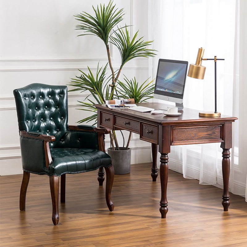 Farmhouse Faux Leather Home Arm Chair Matte Finish Solid Back Dining Chair Clearhalo 'Dining Chairs' 'Dining Tables & Seating' 'dining_chair' 'furn' 'furn_dining_chair' 'Furniture' 'furniture_dining_chair' 'Kitchen & Dining Furniture' 1200x1200_d85ea922-9f28-4ebf-accc-6f31573d1d64