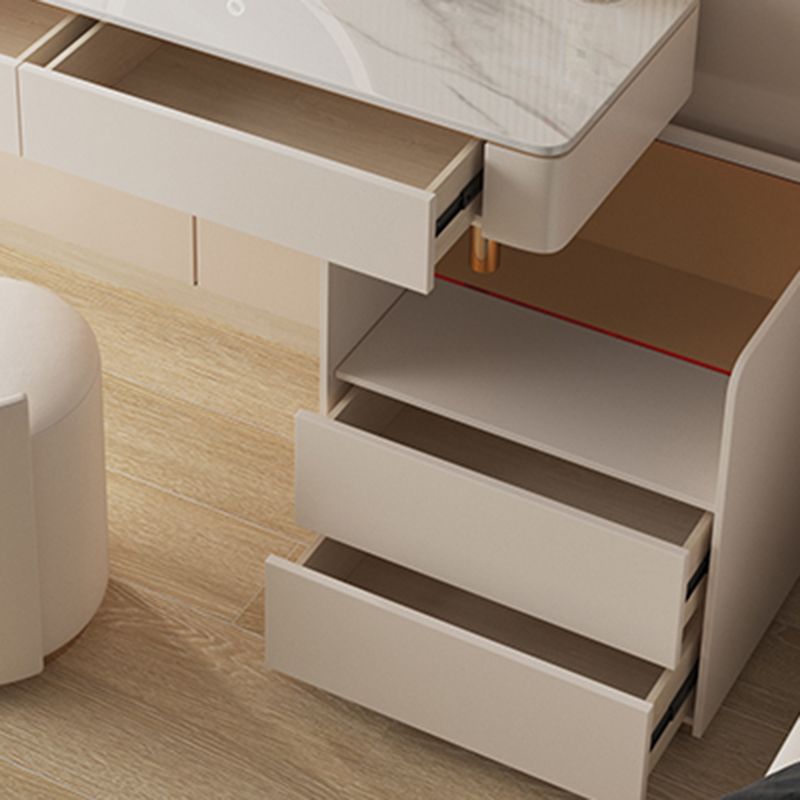 Technischer Holz Make -up -Schminktischhocker mit Glasakzent