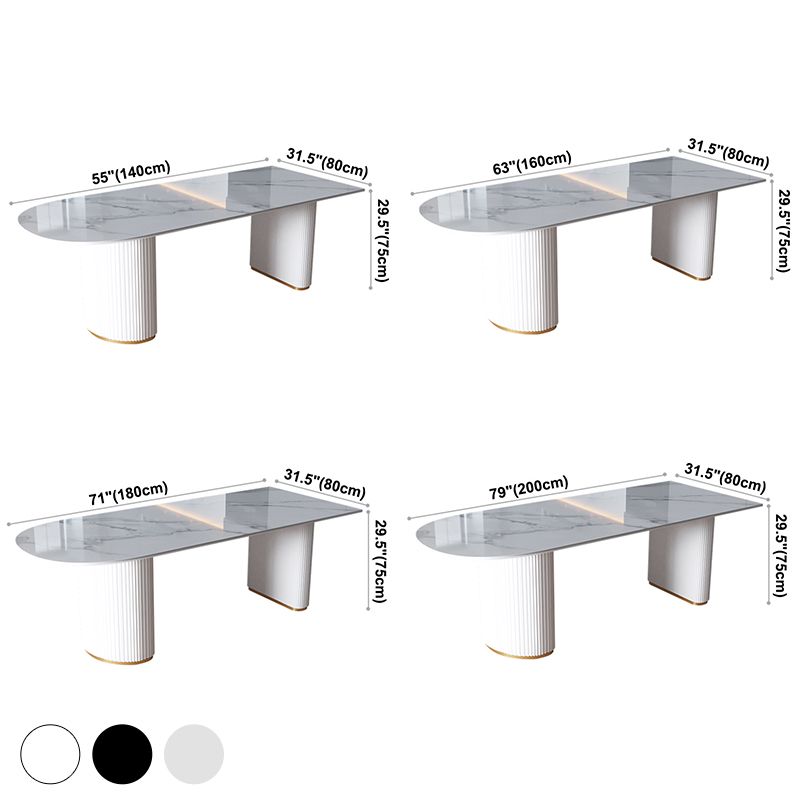 Contemporary Home Sintered Stone Dining Table Freeform Shape Table with Double Pedestal Base Clearhalo ' dining_table' 'Dining Tables & Seating' 'Dining Tables' 'furn' 'furn_dining_table' 'Furniture' 'furniture_dining_table' 'Kitchen & Dining Furniture' 'kitchen&dining_furn' 'kitchen' 'kitchen_dining_table' 1200x1200_d85fe51a-7897-4a60-9905-6c285d61dd31