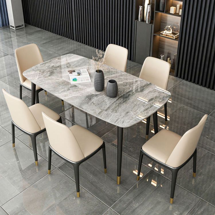 Rectangle Luxury Dining Table Grey Tone Fixed Table of Sintered Stone Clearhalo ' dining_table' 'Dining Tables & Seating' 'Dining Tables' 'furn' 'furn_dining_table' 'Furniture' 'furniture_dining_table' 'Kitchen & Dining Furniture' 'kitchen&dining_furn' 'kitchen' 'kitchen_dining_table' 1200x1200_d860d25d-5bed-44fb-90a3-75f451f043bc