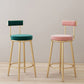 Glam Metal Barstool Velvet Footrest Low BackStool in Matte Finish for Indoor