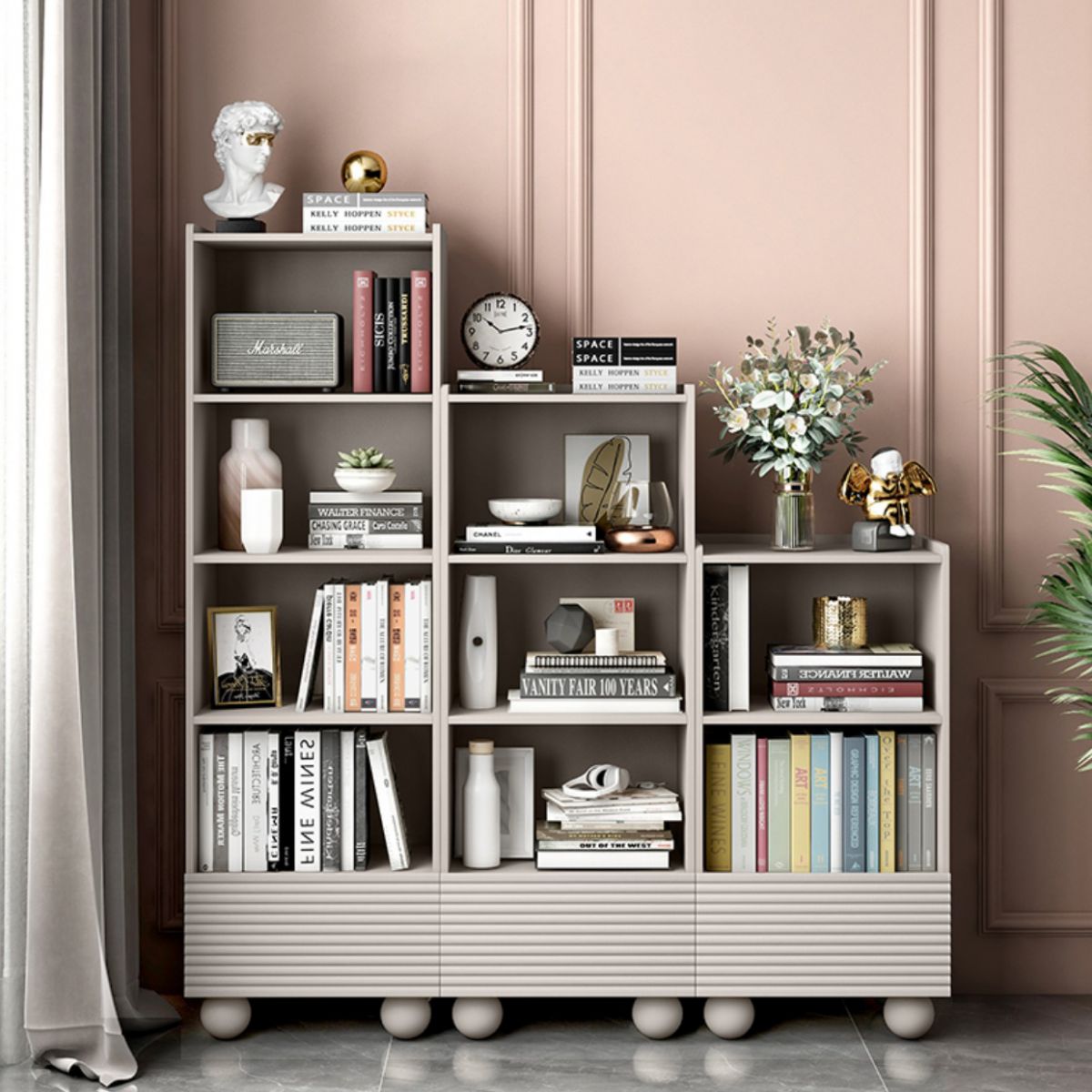 Standaard boekplank met lade verticale plank boekenkast voor kantoor