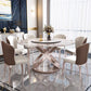 Contemporary Round Pedestal Dining Table Stone Matte Finish Table Clearhalo 'Dining Tables & Seating' 'Dining Tables' 'dining_table' 'furn' 'furn_dining_table' 'Furniture' 'Kitchen & Dining Furniture' 1200x1200_d86415a5-2700-40c4-abde-40dca65d3b36