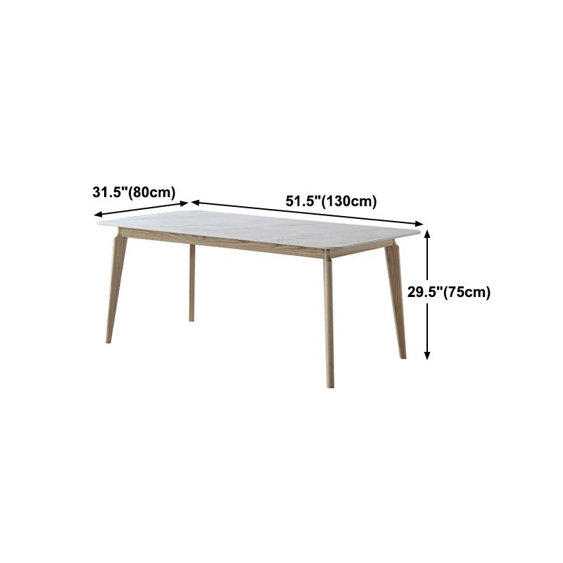 Rectangle Dining Table White Tone Fixed Table with Sintered Stone Top ...