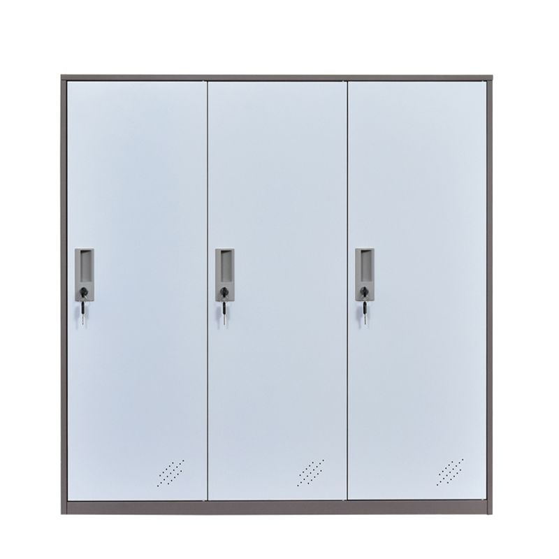 Armoire contemporaine non conservatrice avec portes à charnière armoire de rangement en métal blanc et marron