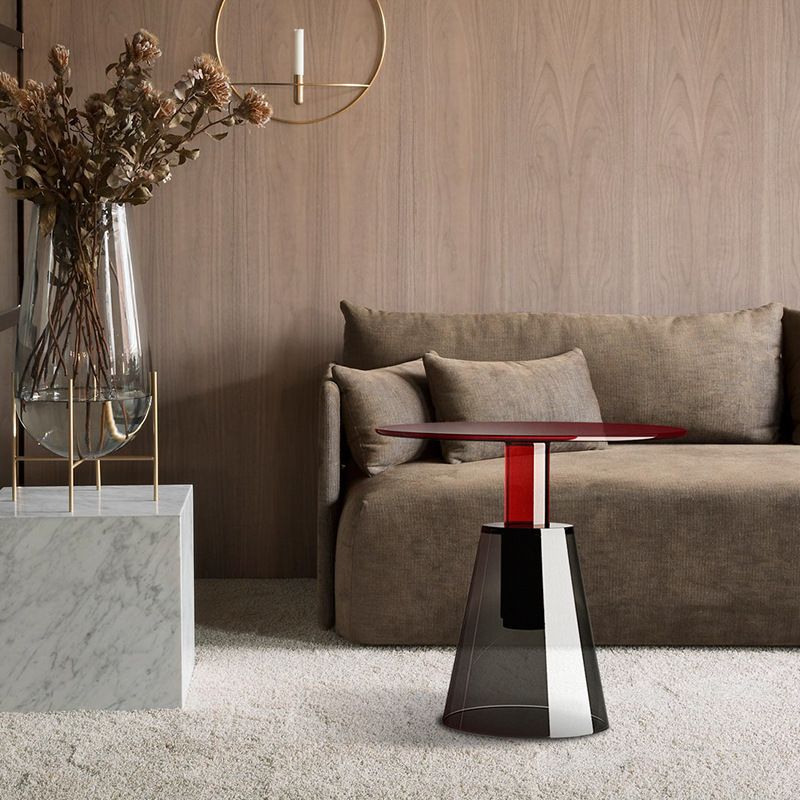 Contemporary Glass Top Pedestal Round Living Room Accent Side Table Clearhalo 'Coffee & Accent Tables' 'End & Side Tables' 'end_side_tables' 'furn' 'furn_end_side_tables' 'Furniture' 'Living Room Furniture' 1200x1200_d86676a0-d364-4ac4-b3b8-b444734c3aee