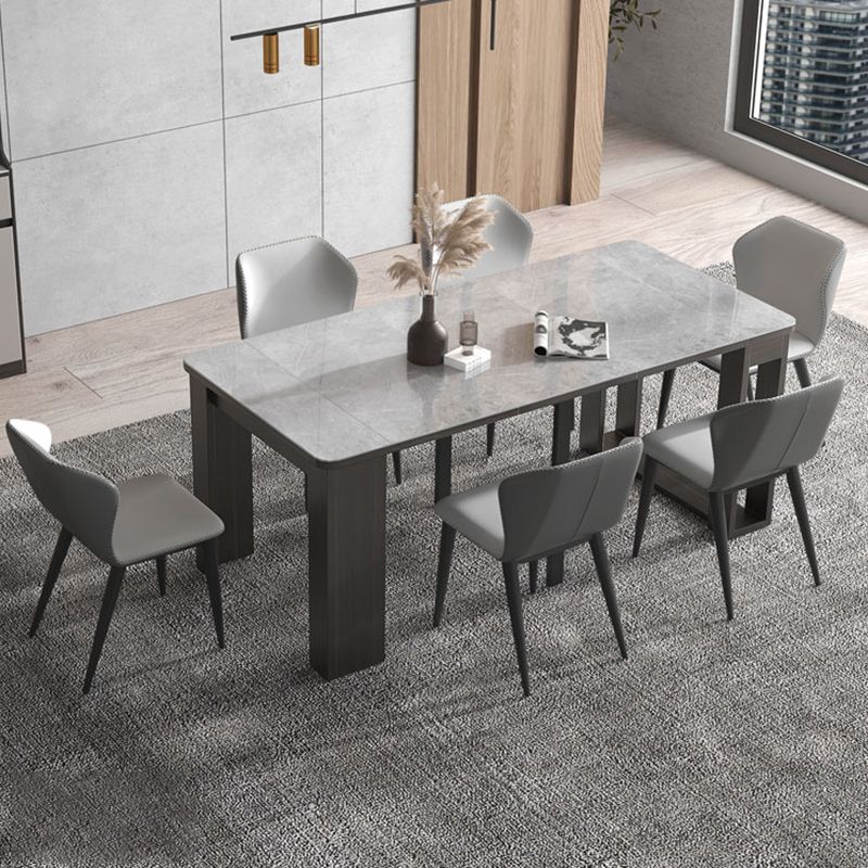 5/7/9 PCs tavolo da dinette a forma di rettangolo contemporaneo con sedia senza braccia