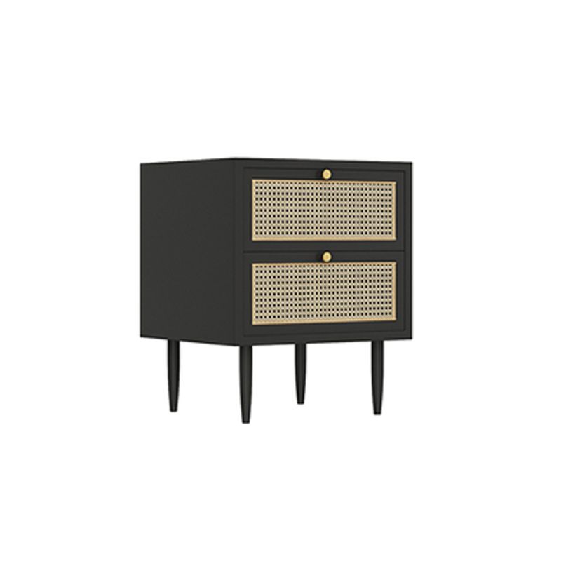 Wicker & Rattan Modern Night Table Solid Wood 2-Drawer Storage Nightstand in Black/White Clearhalo 'Bedroom Furniture' 'furn' 'furn_night_stand' 'Furniture' 'night_stand' 'Nightstands' 1200x1200_d8684656-9e98-4be7-843e-018c574bd121