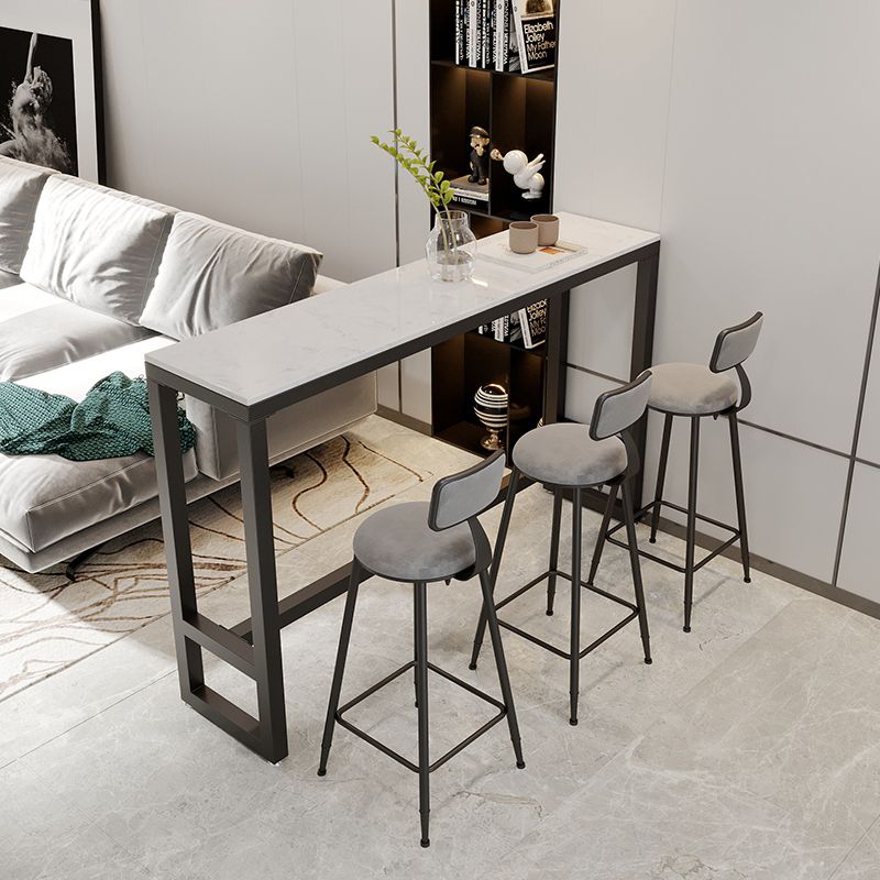 Industrial Black Iron Bar Table Marble Rectangle Top 41.3"H Bistro Table, Only Table Clearhalo 'Bar Furniture' 'Bar Tables' 'bar_tables' 'furn' 'furn_bar_tables' 'Furniture' 'furniture_bar_tables' 'Kitchen & Dining Furniture' 1200x1200_d869e5d2-d920-4d4b-82e4-b34e4bc7f60f