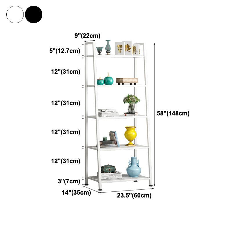 Modern Style Ladder Bookshelf Open Back Metal Bookcase for Home Clearhalo 'Bookcases' 'furn' 'furn_bookcases' 'Furniture' 'Office Furniture' 1200x1200_d86a5ef7-9aa3-41b1-9dea-a6a5b89a024e