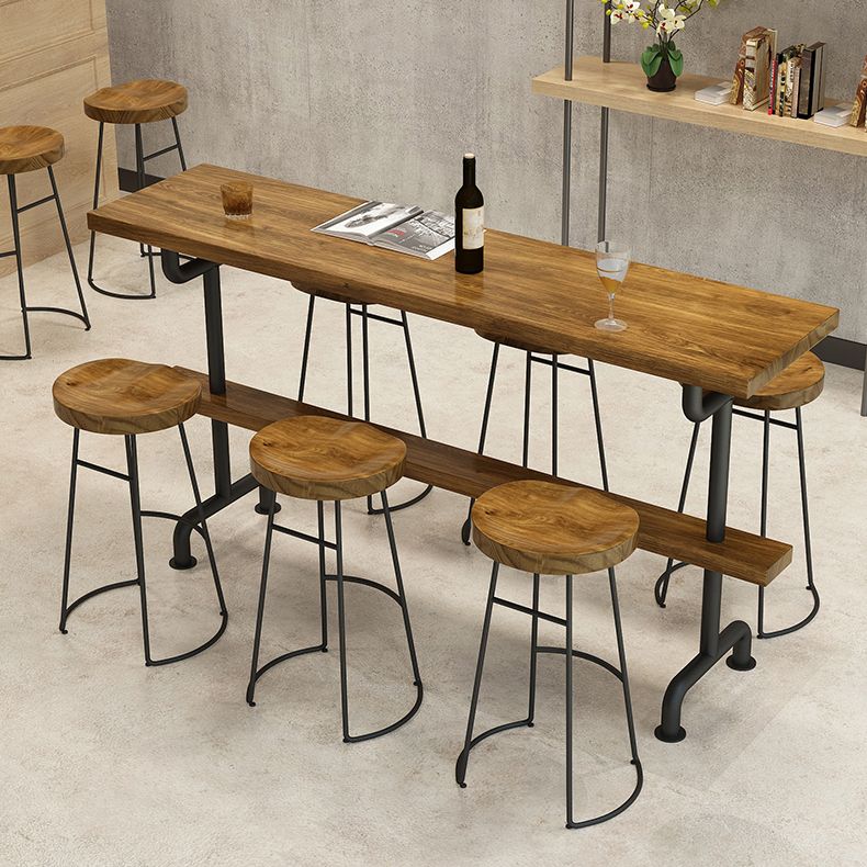 Light Brown Industrial Style Bar Table in Iron and Solid Wood Bar Table Clearhalo 'Bar Furniture' 'Bar Tables' 'bar_tables' 'furn' 'furn_bar_tables' 'Furniture' 'furniture_bar_tables' 'Kitchen & Dining Furniture' 1200x1200_d86a7bff-a0ea-492f-96c8-c69cba0771d2