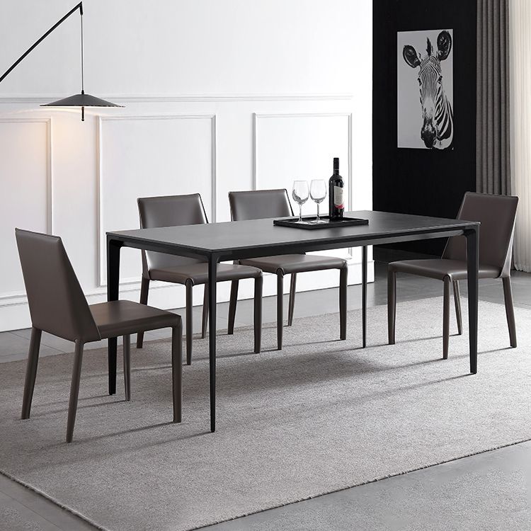 Modern Sintered Stone Dining Room Set with Rectangle Top and Black Base Dining Furniture for Kitchen Clearhalo 'Dining Room Sets' 'Dining Tables & Seating' 'dining_room_set' 'furn' 'furn_dining_room_set' 'Furniture' 'furniture_dining_room_set' 'Kitchen & Dining Furniture' 'kitchen&dining_furn' 'kitchen' 1200x1200_d86ae815-6acb-4169-87c2-40fb2a90a043