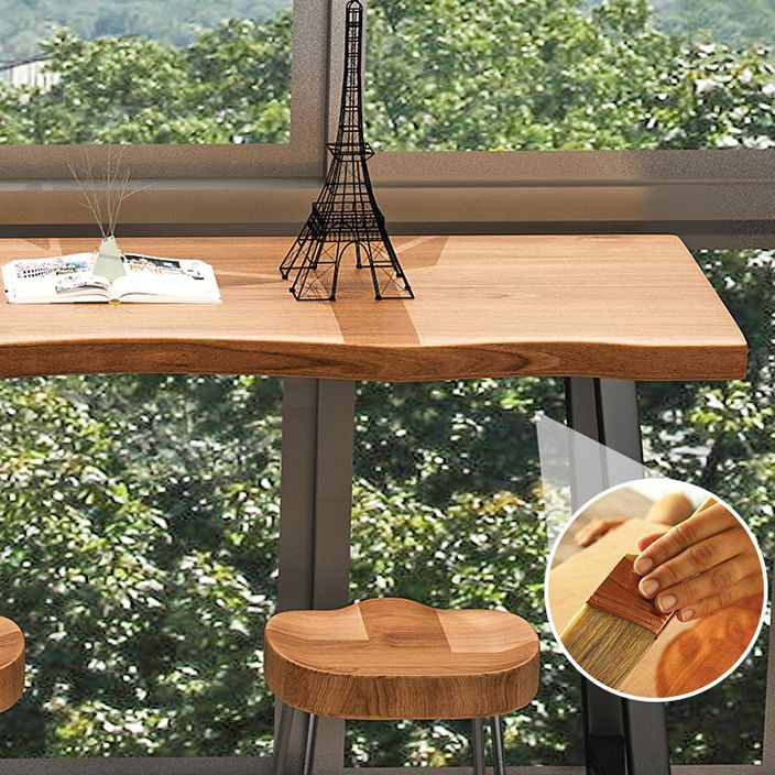 1/4 stukken industriële rechthoekige pubtafel set houten toonbanktafel met rugloze krukken