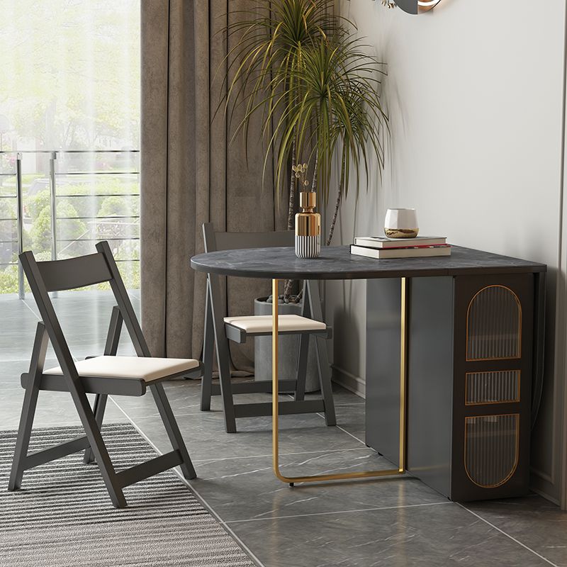 Modern Style Rectangle Dining Table Sintered Stone Drop-Leaf 59" Table for Home Use Clearhalo ' dining_table' 'Dining Tables & Seating' 'Dining Tables' 'furn' 'furn_dining_table' 'Furniture' 'furniture_dining_table' 'Kitchen & Dining Furniture' 'kitchen&dining_furn' 'kitchen' 'kitchen_dining_table' 1200x1200_d86b796f-e230-43b4-b866-a85ff61e2894
