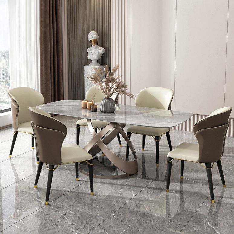 Nordic 1/4/5/6-teiliges rechteckiges Esszimmer-Set mit Esstisch-Set mit gesinterter Steinplatte