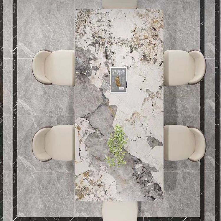 Ensemble de table à manger beige haut brillant