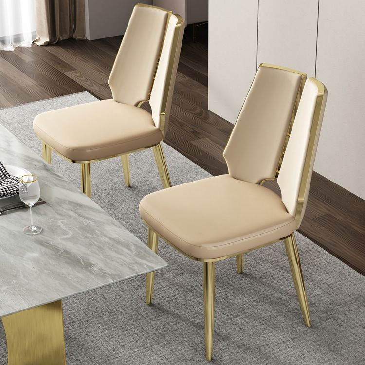 Gestoffeerde en metalen eigentijdse armloze dineren en accentstoelen