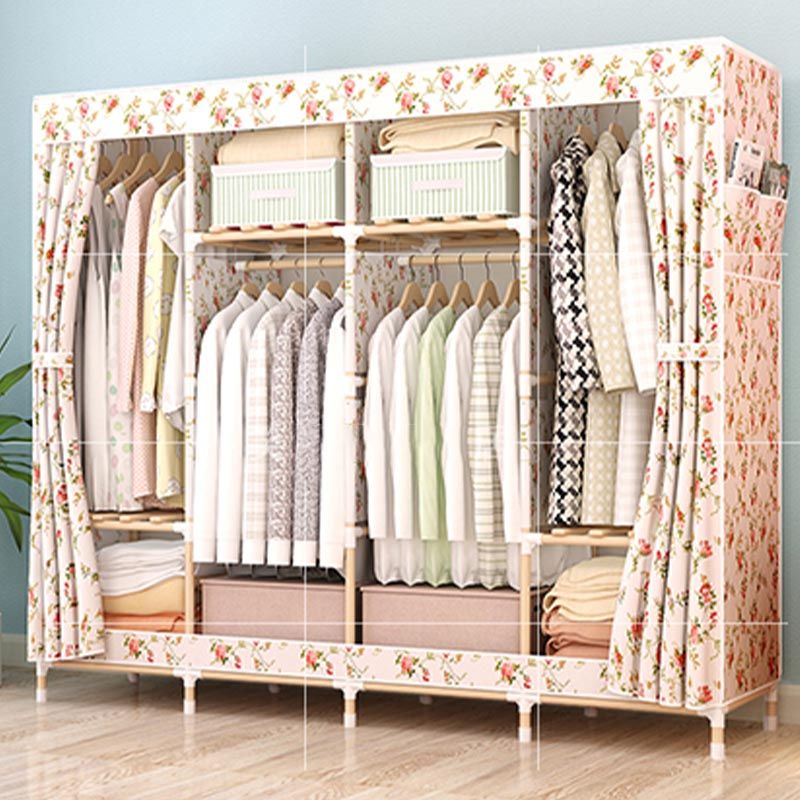 Armario de estilo moderno con varilla de tela Armario de dormitorio de madera maciza