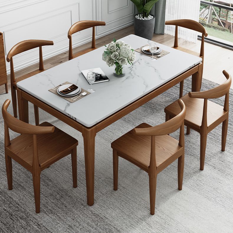 Mid-Century Rectangle Dining Table Stone Top Dining Table for Dining Room Clearhalo 'Dining Tables & Seating' 'Dining Tables' 'dining_table' 'furn' 'furn_dining_table' 'Furniture' 'Kitchen & Dining Furniture' 1200x1200_d86e2801-1fff-48c3-affd-1c3d8c532d5d