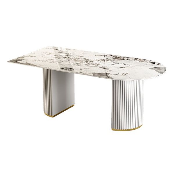 Mesa de comedor de doble pedestal contemporáneo muebles de comedor de piedra