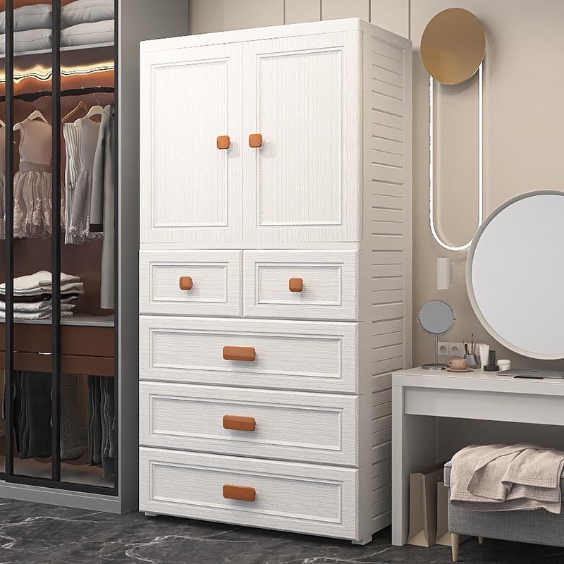 White Plastic Wardrobe Armoire with Legs Contemporary Wardrobe Closet Clearhalo 'Armoires & Wardrobes' 'armoires_wardrobes' 'Bedroom Furniture' 'furn' 'furn_armoires_wardrobes' 'Furniture' 1200x1200_d871dedf-1789-4e17-af67-b678b030c2da