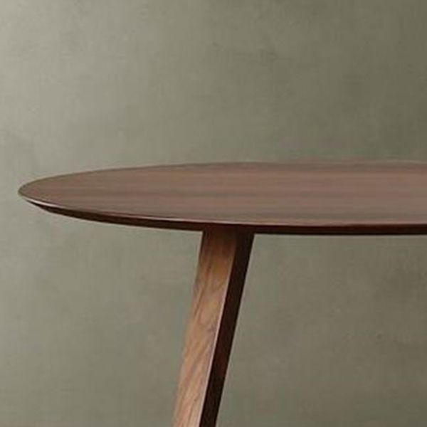 Round Double Pedestal Modern Table Fixed Table with Solid Wood