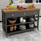 Modern Rolling Kitchen Cart Wood Rectangular Kitchen Island Cart with Drawer