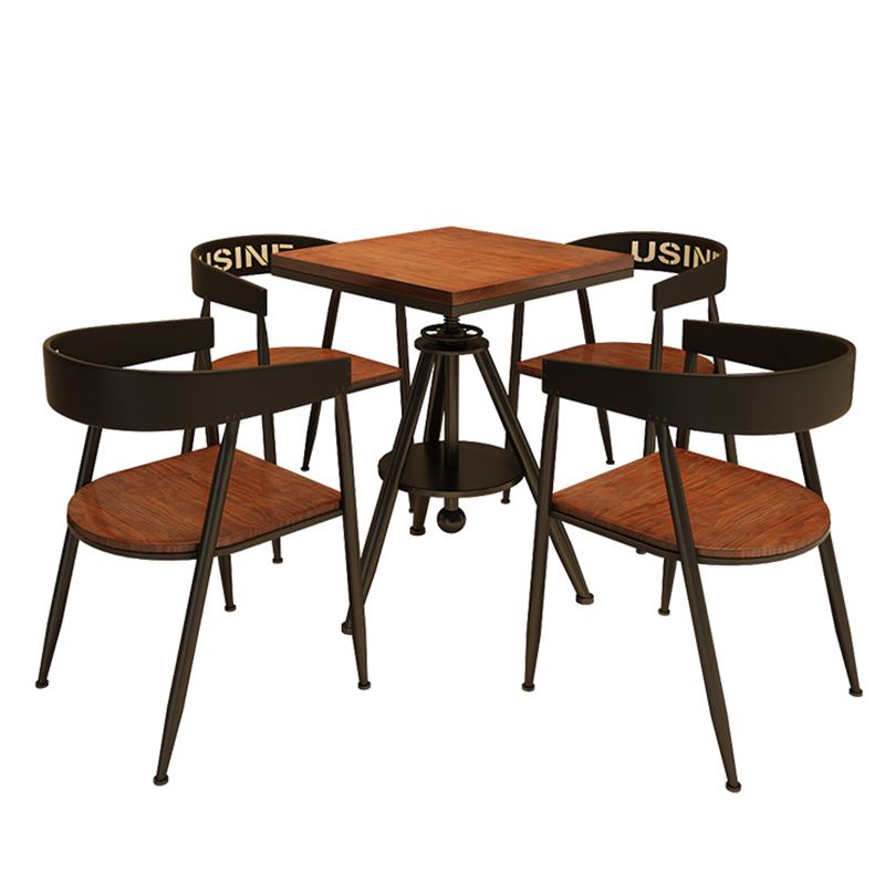 Solid Wood Industrial Dining Table Adjustable Square Table with Black Frame for Dinning Room Clearhalo ' dining_table' 'Dining Tables & Seating' 'Dining Tables' 'furn' 'furn_dining_table' 'Furniture' 'furniture_dining_table' 'Kitchen & Dining Furniture' 'kitchen&dining_furn' 'kitchen' 'kitchen_dining_table' 1200x1200_d8740665-066e-4a8a-91ec-9a8a3c867455