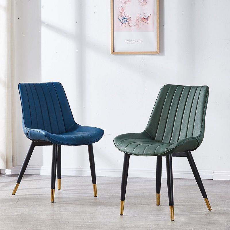 Contemporary Kitchen Dining Side Chair Leather Solid Back Chairs with Metal Legs Clearhalo ' kitchen&dining_furn' 'Dining Chairs' 'Dining Tables & Seating' 'dining_chair' 'furn' 'furn_dining_chair' 'Furniture' 'furniture_dining_chair' 'Kitchen & Dining Furniture' 'kitchen' 1200x1200_d8744ac3-80a1-47bf-8bce-442a0be96229