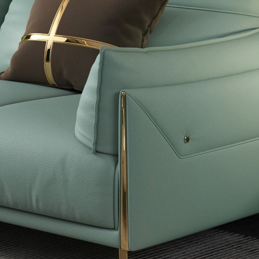 Green Modern Genuine Leather Cushion Back Sofa/Sectional with Wear-Resisting Clearhalo 'furn' 'furn_sectionals' 'Furniture' 'furniture_sectionals' 'Living Room Furniture' 'Sectionals' 1200x1200_d876b8a1-f90d-47d9-bbc9-c7d494985cca