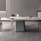 Modern Dining Table Stone Top Table with Stainless Steel Pedestal Base Clearhalo ' dining_table' 'Dining Tables & Seating' 'Dining Tables' 'furn' 'furn_dining_table' 'Furniture' 'furniture_dining_table' 'Kitchen & Dining Furniture' 'kitchen&dining_furn' 'kitchen' 'kitchen_dining_table' 1200x1200_d876db7d-c398-4ba2-8156-3c9b742e557f