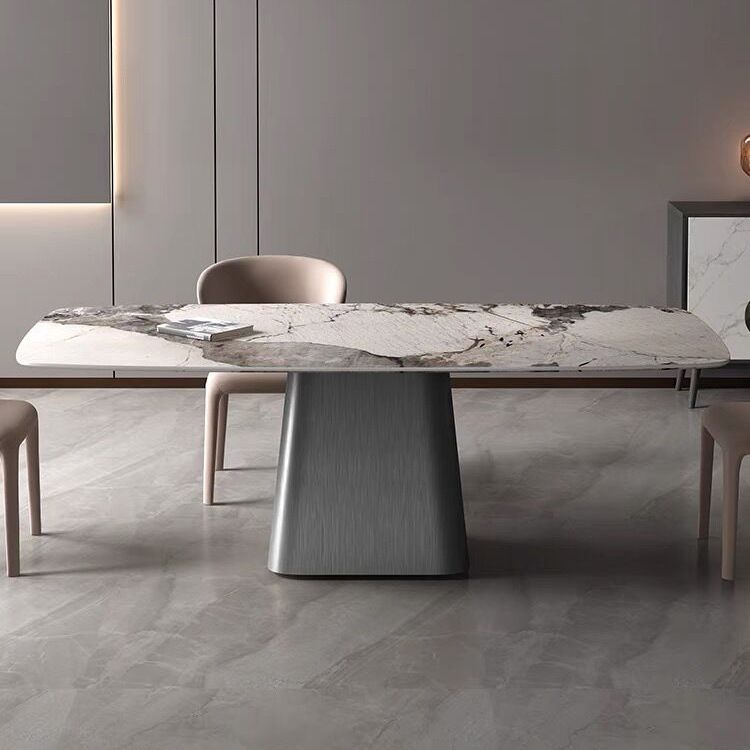 Modern Dining Table Stone Top Table with Stainless Steel Pedestal Base Clearhalo ' dining_table' 'Dining Tables & Seating' 'Dining Tables' 'furn' 'furn_dining_table' 'Furniture' 'furniture_dining_table' 'Kitchen & Dining Furniture' 'kitchen&dining_furn' 'kitchen' 'kitchen_dining_table' 1200x1200_d876db7d-c398-4ba2-8156-3c9b742e557f