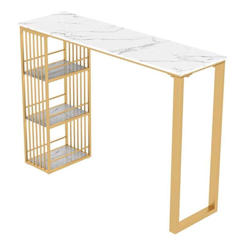Wood Bar Dining Table Glam Rectangle Double Pedestal Bar Table with 23.6"x23.6"x41.3" Clearhalo 'Bar Furniture' 'Bar Tables' 'bar_tables' 'furn' 'furn_bar_tables' 'Furniture' 'Kitchen & Dining Furniture' 1200x1200_d876df56-a2f4-4e5f-b76b-e09ef7c7c198