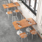 Metal Industrial Square Table Pine Solid Wood Top Table with Pedestal Base