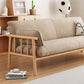 Slipcovered Single Cushion Sofa Tropical Solid Wood Seat with Pillows