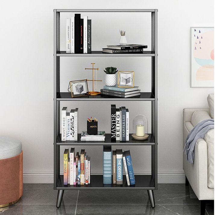 Modern Style Metal Bookshelf Black Open Back Bookcase for Home Office Clearhalo 'Bookcases' 'furn' 'furn_bookcases' 'Furniture' 'Office Furniture' 1200x1200_d87862c3-e9eb-41e8-a46b-dc8909ca9502