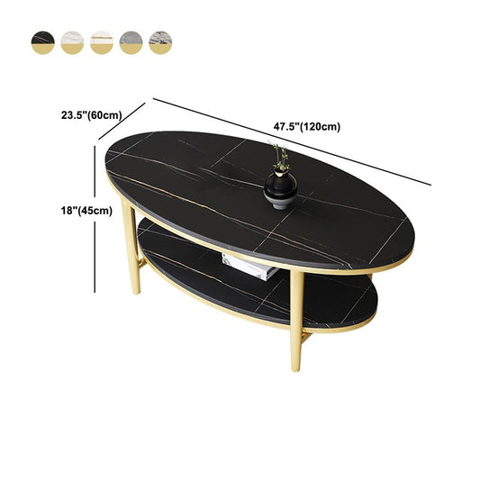Glam Slate Coffee Cocktail Table Oval Coffee Cocktail Table for Living Room