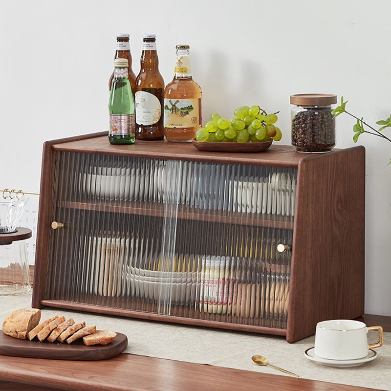 Contemporary Solid Wood Sideboard Cabinet in Brown with Glass Doors Clearhalo 'buffet_sideboard' 'Buffets & Sideboards' 'furn' 'furn_buffet_sideboard' 'Furniture' 'Kitchen & Dining Furniture' 1200x1200_d87afa34-14a0-494a-bb07-bfbb2f378a3e