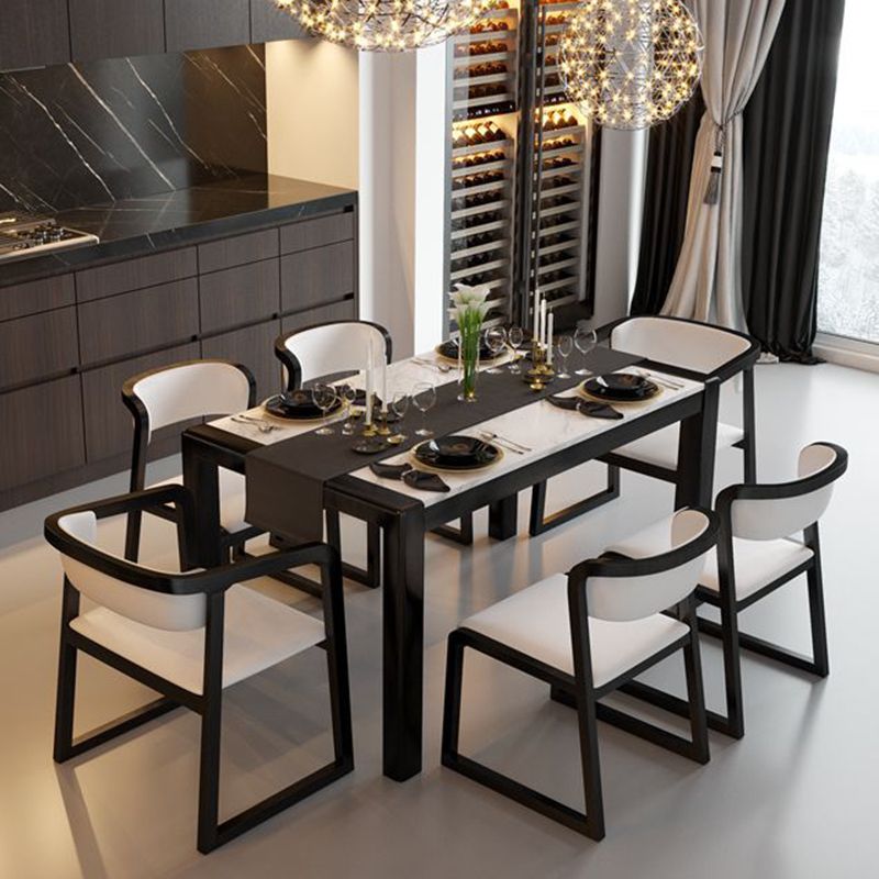 Modern Style Faux Leather Chair Open Back Side Chairs with Wood Legs for Kitchen