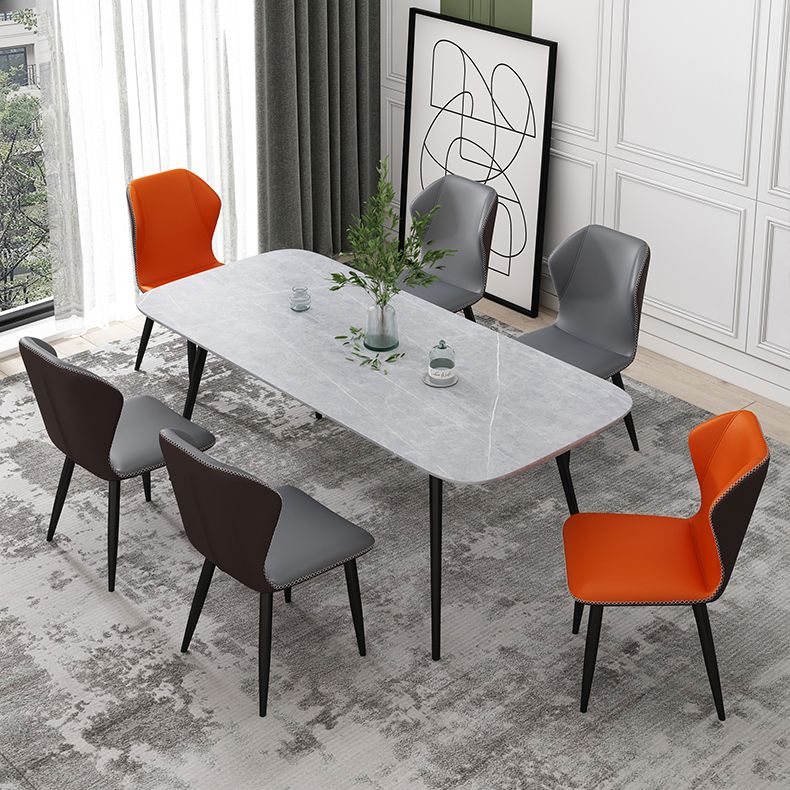 Scandinavian Home Side Chair Wingback Metal Upholstered Dining Room Chair Clearhalo ' kitchen&dining_furn' 'Dining Chairs' 'Dining Tables & Seating' 'dining_chair' 'furn' 'furn_dining_chair' 'Furniture' 'furniture_dining_chair' 'Kitchen & Dining Furniture' 'kitchen' 1200x1200_d87d2e86-3011-4978-83bd-d28f9181a2a3
