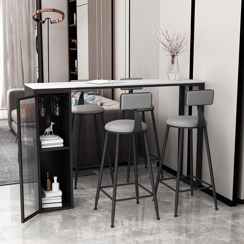 Stone Bar Table Modern Dining Table with Double Pedestal Base for Kitchen Dining Room Clearhalo 'Bar Furniture' 'Bar Tables' 'bar_tables' 'furn' 'furn_bar_tables' 'Furniture' 'furniture_bar_tables' 'Kitchen & Dining Furniture' 1200x1200_d87dd1b2-96e6-4bcf-8d1b-f7d838548176